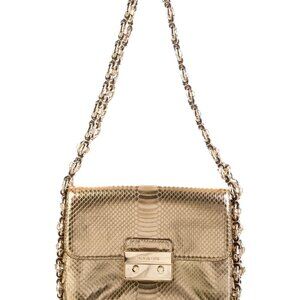 Michael Kors Gold Python Embossed Leather Piper Shoulder Bag